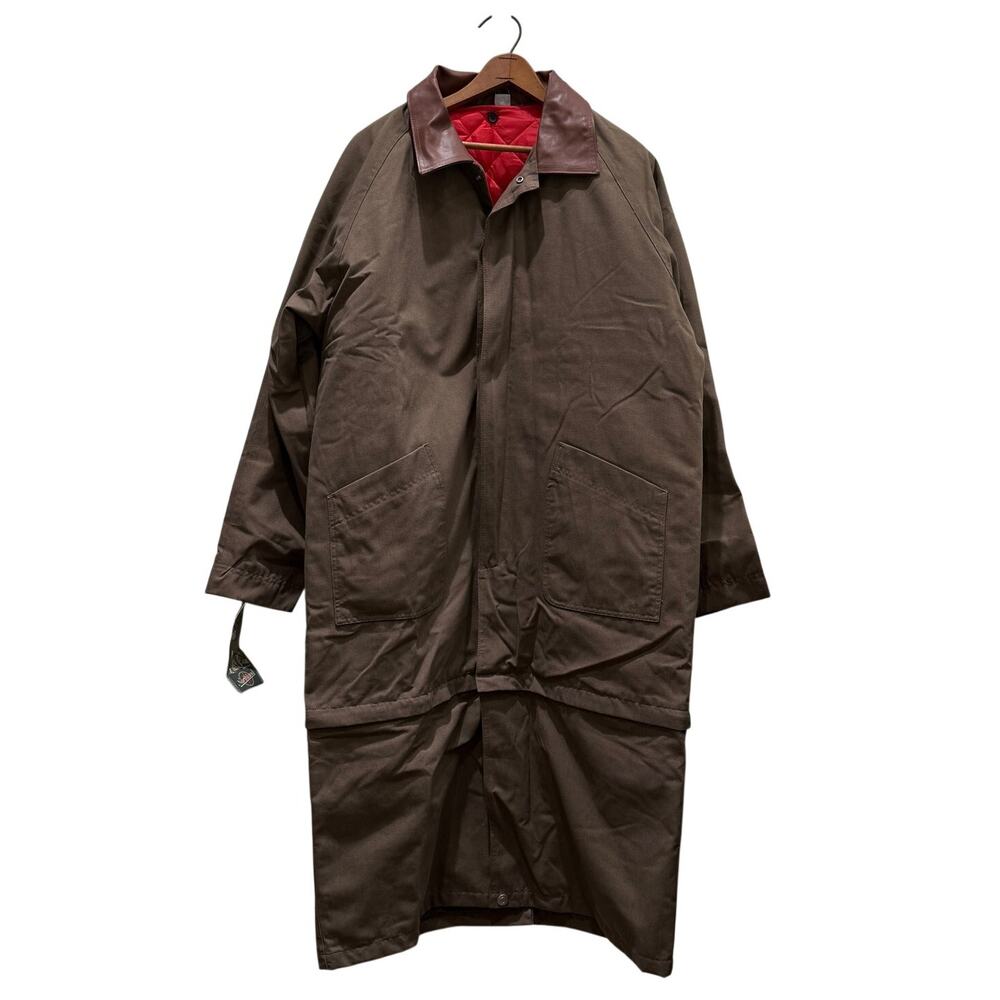 Vintage Northland Canvas Duster Coat Leather Collar Brown Workwear Utility NWT